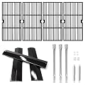 Hipoilk Grill Parts for Oklahoma Joe's Longhorn Combo 3-Burner Charcoal/Gas Smoker 15202029, 12201767, Heat Plates, Burners and Cast Iron Grill Grates Replacement for Oklahoma Joe Smoker Accessories