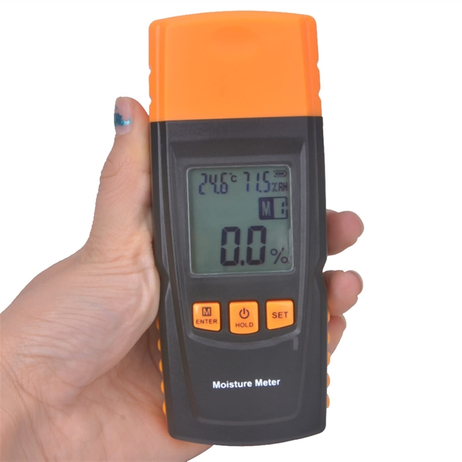 Pantalla LCD Digital Medidor de Humedad de Madera Medidor de Humedad Tester Timber Detector Detector Higrómetro,Medición rápida y precisa