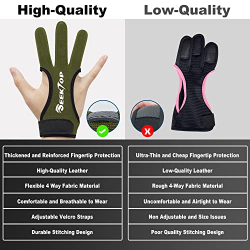 Image of Seektop Archery Gloves Shooting Hunting Leather Three Finger Protector