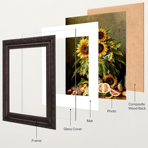 Image of eletecpro 5x7 Vintage Picture Frame, Glass Cover, Brown, 2-Pack | Display Photo 4x6 with Mat or 5x7 without, Horizontal or Vertical, Tabletop or Wall Decor