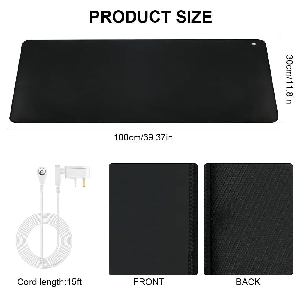 Tapis de mise à la terre, 30 x 100 cm, tapis de sol avec cordon britannique, tapis de sol pour améliorer le sommeil, tapis de sol universel, réduire l'anxiété et l'inflammation