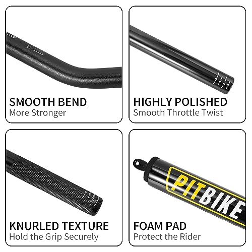 Image of Motorcycle Handlebars 7 /8 Inch,RUTU Universal Dirt Bike Handle Bar with Crossbar Pad Low-Rise Drag Bar for Motocross ATV Quad-Black