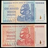 Zimbabwe 20 & 100 Trillion Dollar Banknote Money UNC Currency Hyperinflation