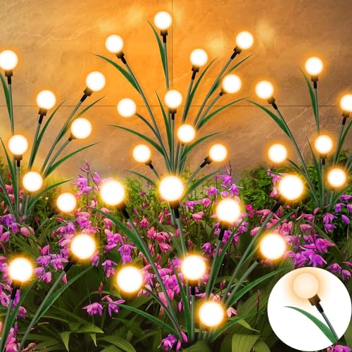 Solar Garden Light, Star Light Twinkle Light, Solar Flame Light Outdoor Waterproof, LED Light with Leaves for Garden, Patio, Path, Party, Camping