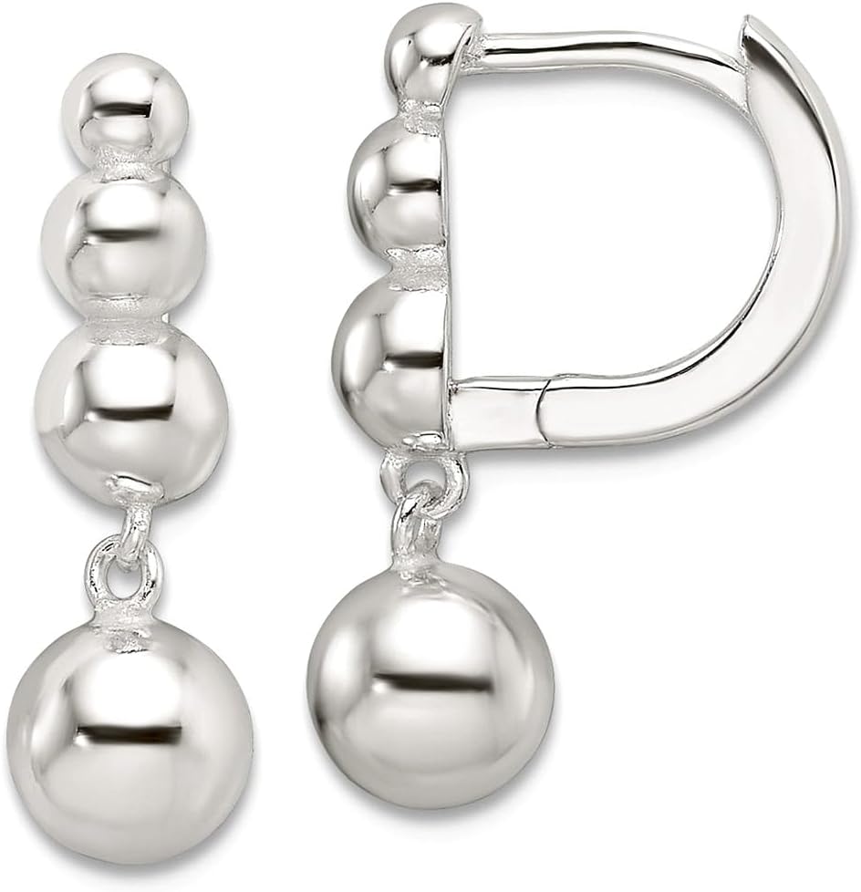 925 Sterling Silver E-coating Ball Dangle Hoop Earrings 20x6mm Wide Ball Earring for Women