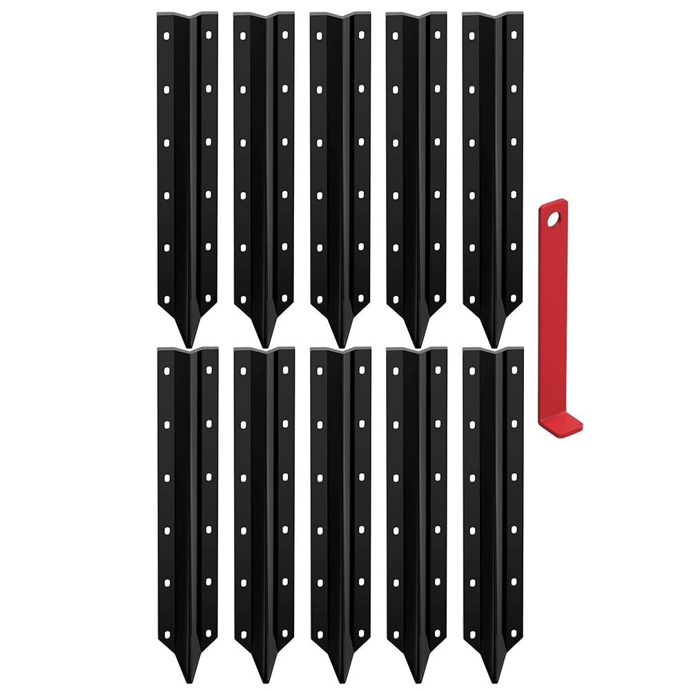 Lecreatekit Kit de reparación de postes de valla de acero resistente con herramienta de instalación y tornillos, estacas para fijación de valla de jardín de madera sin cavar, o paquete de 10