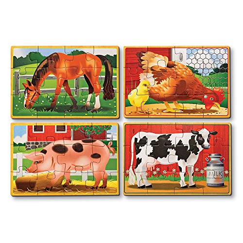 Farm Animals: 12-Piece Jigsaw Puzzle In A Box Bundle With 1 Theme Compatible M&D Scratch Fun Mini-Pad (03793) #TOP2