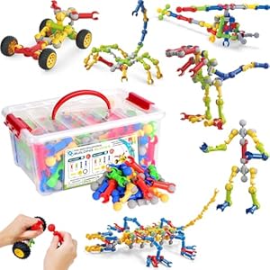 Stem Kids Building Toys for Ages 6-8 Boys Girls, 125 PCS Building Blocks Games for Boys 3-5, Educational Learning Toys for 3 4 5 6 7 8 Year Old, with Large Storage Box, Ideal Christmas Birthday Gifts