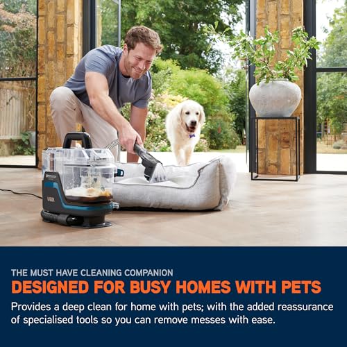 Vax SpotWash Home and Pet Spot Cleaner, Upholstery, Sofa, Stairs, Home, Car, Rug, Stain Cleaning Small Handheld Shampooer Machine, Additional Solution, SpinScrub and Tools, 4.5kg, Grey/Cyan, CDSW-MPDP - Image 3