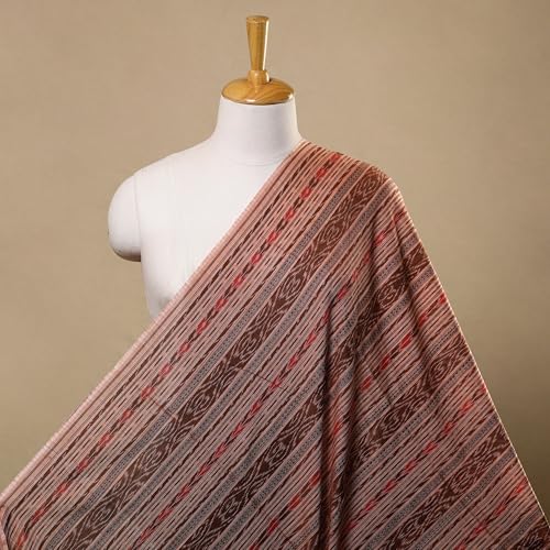 Image of Premium Sambalpuri Ikat Weave Pure Handloom Cotton Shirt Fabric - Authentic Odisha Traditional Tie-Dye Craft, Soft & Breathable Natural Cotton Material for Custom Tailoring, Casual & Formal Wear