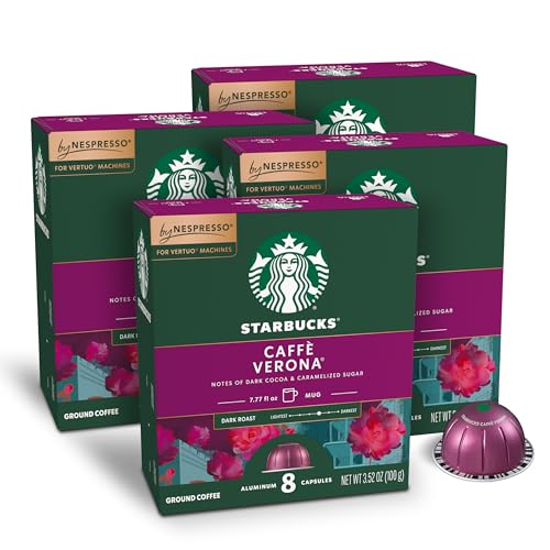 Image of Starbucks by Nespresso Vertuo, Caffe Verona Dark Roast Coffee, 32-count Coffee Pods, Brews 7.8 oz.