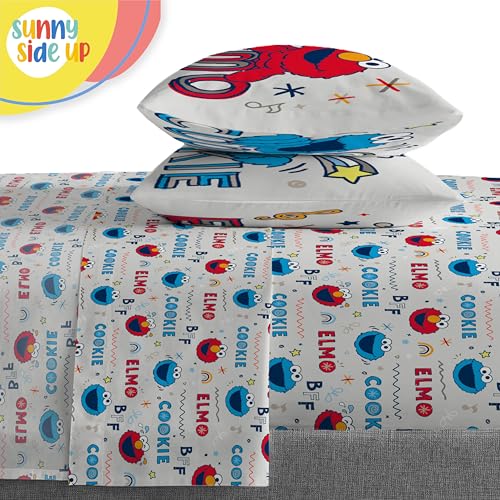 Image of Sesame Street Full Comforter Set - 7 Piece Kids Bedding Includes Comforter, Sheets & Pillow Cover - Super Soft Microfiber Bed Set with Elmo, Cookie Monster and Big Bird