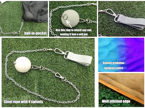 Winged Sirenny Single Piece 70" Play Silk Scarf with Poi Ball, Colorful Silk Flag Ribbon Streamer, Belly Dance Practice VOI2