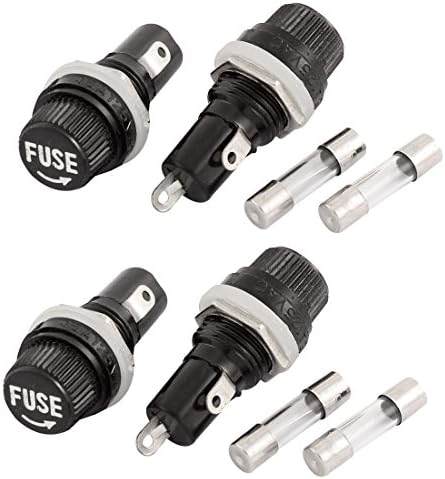uxcell a15071500ux0372 Screw Cap Panel Mounted Fuse Holder Socket w Fuses 5x20mm 4pcs (Pack of 4)