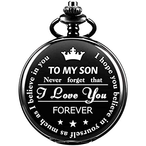 Black Vintage Personalized Roman Numerals for Quartz Pocket Watch with Chains