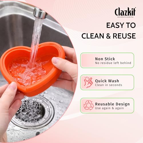 Image of Clazkit Ice Candy Maker | Silicone Popsicle Molds Ice Pop Makers Reusable Ice Lolly Cream Mold Home-Made Heart Shape Easy Release Popsicles Mould Lid with Stick. (4Psc Multicolor)