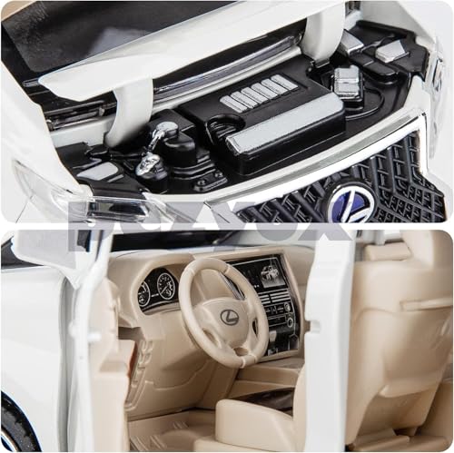 Image of Model Car 1 /24 Lexus LM300 Alloy Pull Back Metal Collectible Toy Car with Light and Sound Toy Vehicle Door Can be Opened-Black (White)