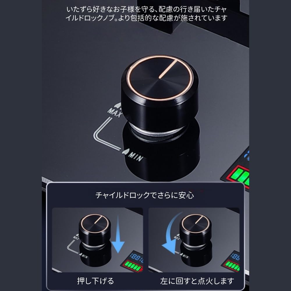 ZXM 強化ガラス シングルバーナー ガスコンロ、9 つのバーナー加熱