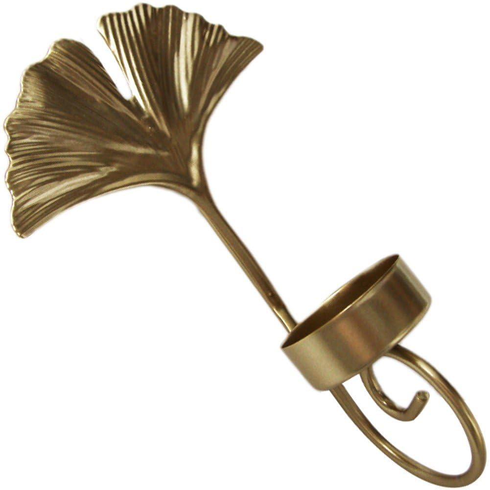 Baokuan Gold Wall Sconce Candle Holder, Wall-Mount Metal Candle Sconces, Leaf Design Tea Light Candle Holder Wall Art Decor For Home Office Farmhouse