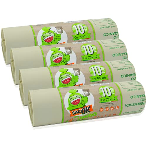 EFFENNE group - 40 Bolsas de Basura 70x110 cm, Grandes Bolsas Húmedas Biodegradables y Compostables - Bolsas Húmedas para contenedores de reciclaje de interior.