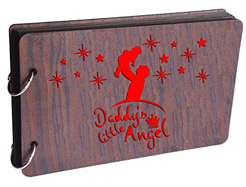 Image of Wooden Photo Album Scrapbook|Dad's Little Angel|26x16x4cm|Brown