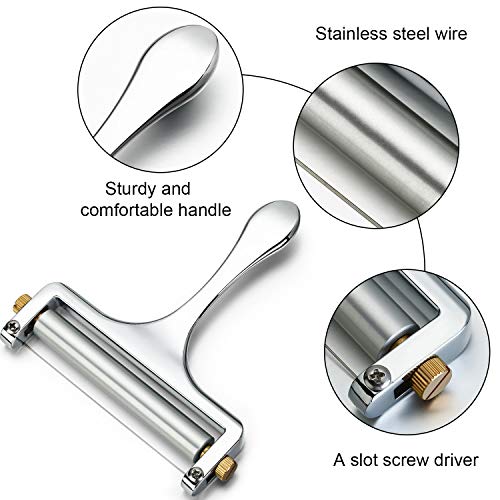 Mudder 2 Pieces Cheese Cutter,Adjustable Thickness Stainless Steel Wire Cheese Slicer With Cheese Plane Tool For Soft, Semi-Hard, Hard Cheeses Kitchen Cooking Tool For Kitchen Cooking #TOP2