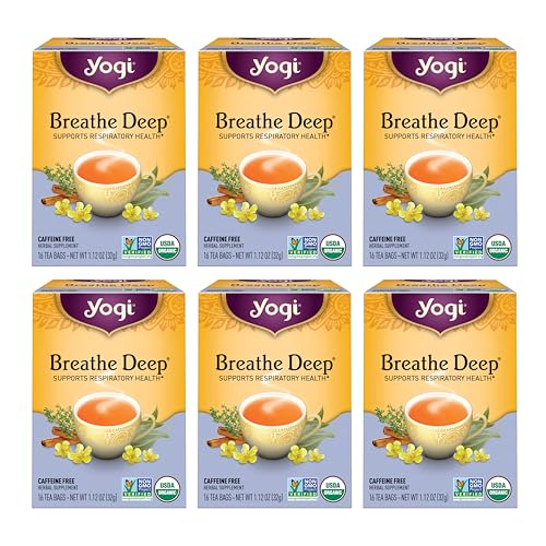 Yogi Tea Breathe Deep Tea - 16 Tea Bags per Pack (6 Packs) - Organic Respiratory Tea - Supports Respiratory Health - Includes Licorice Root, Eucalyptus Leaf, Ginger Root & Cinnamon Bark