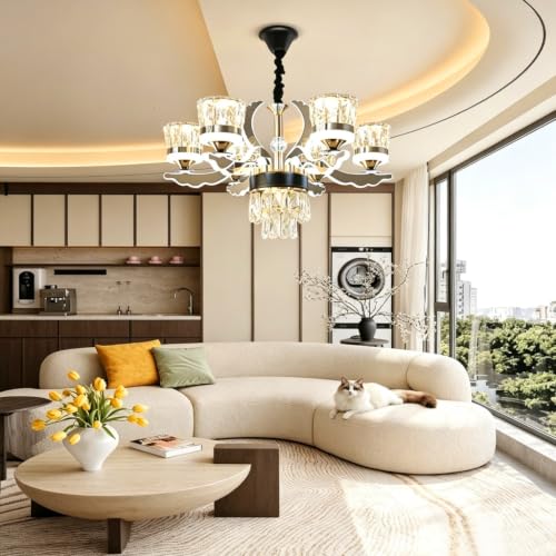 Lustre en cristal K9 suspension réglable pour éclairer le salon d'une villa