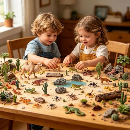 Animales del desierto en miniatura con plantas de juguete, pack de 24 piezas para decoración 4