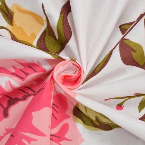 Image of 240 TC Soft Ezyption Floral Single Bed Sheet Cotton - Single bedsheet with 1 Pillow Cover Hypoallergenic, Brethable, (Size- 60 x 90 Inch | Pink White