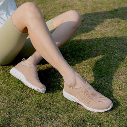 Image of konhill Womens Walking Shoes Slip On Sneakers Breathable Mesh Lightweight Casual Footwear for Daily Commute