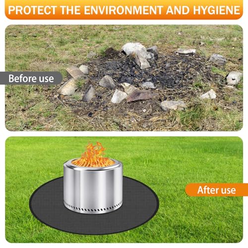 Thatyro Feuerfeste Grillmatten für Outdoor-Grill, Deckschutz, Kochen, runde Grill-Feuerstellen-Matten für unter der Feuerstelle, hitzebeständige Unterlage, Gras, Tischplatte, Grill, Camping, Sohle
