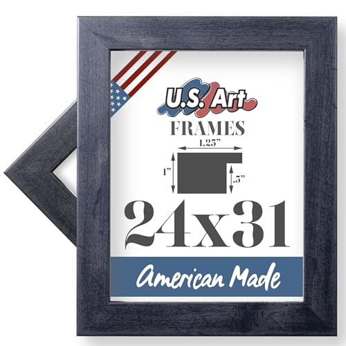 US Art 24x31 Custom Elegant 1.25 inch Flat Distressed Grey Barnwood Finish Wall Decor Picture Poster Photo Frame Wood Composite MDF
