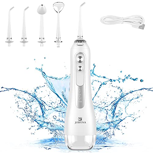Cordless Water Flosser for Teeth, Professional Water Pick Teeth Cleaner, IPX7 Waterproof Rechargeable Dental Oral Irrigator with 320ML Tank, Ideal for Travel, Braces, Bridges Care (Pearl White)