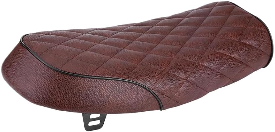 Motorcycle Racer Seat Flat Saddle Cushion Compatible with CG125 GN CG CB200 CB350 CB400SS CB500 CB750 SR400 SR500 XJ XS KZ(Brown)