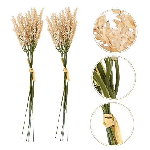 2 piezas de decoración otoño trigo seco artificial miniatura 2