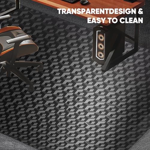 Image of 46 inch x 72 inch Office Chair Mat for Low-Pile Carpet, 2.2 mm Thick Clear Desk Chair Mat with Non-Slip Grips, Large Floor Protector for Low, Flat Carpeted Floors (Black)