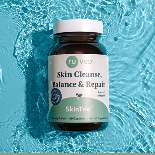 R-U Ved Ruved Skintrio, Ayurvedic Supplement For Clear, Calm, Glowing Skin, Detoxification And Digestive Support With Neem, 60 Vegetarian Capsules. #TOP4