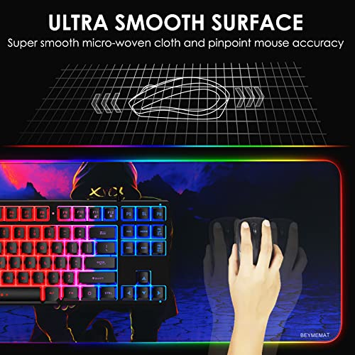 Rgb Gaming Mouse Pad Led Mouse Mat Animated Mousepad Large Mice Pads With Waterproof Surface And Anti-Slip Base -10 Colors Modes With Xl Size-31.5X11.8X0.16 Inches (8030 Dancer) #TOP6
