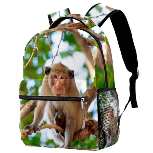Sac à dos imprimé singe multicolore de taille 40cm pour adolescents et loisirs