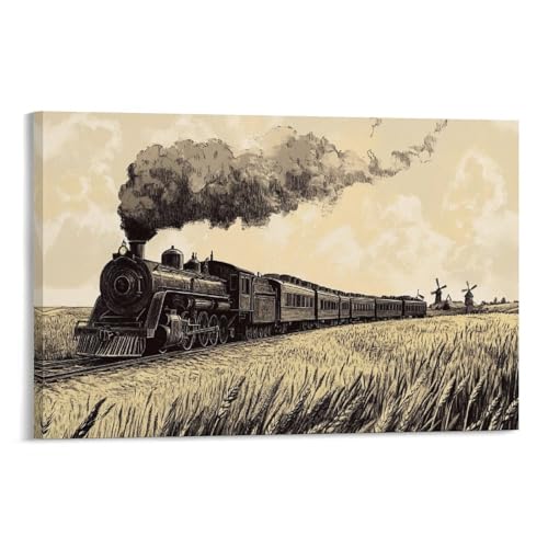 Affiche train à vapeur pour décoration chambre et couloir maison