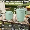 Faltbarer Wasserkocher 1L Grün Reise Camping Wasserkessel - 600W 304 Edelstahl Elektrischer Wasserkocher BPA-freier - Doppelwand Design mit Automatische Konstanttemperatur und Dauerkochfunktion