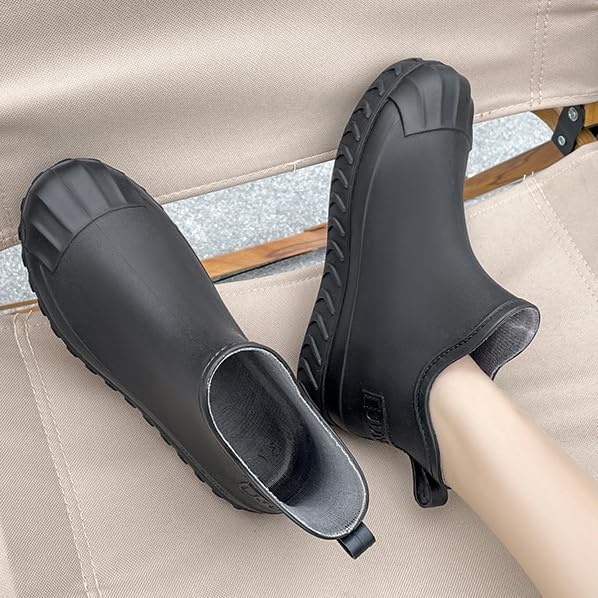 Women's Rain Boots Outdoor Non-Slip Boots Short Ankle Boots Garden Boots Women's Lightweight Waterproof Rain Boots (Black,9)2
