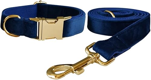 Juego de collar y correa de terciopelo para perro, collar y correa suaves y cómodos, collares ajustables con hebilla de metal resistente para perros