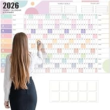 55 x 37in 2026 Large Wall Calendar Pastel 12 Month Annual Yearly Wall Planner Wet Dry Erase Laminated Big Personalized Planner for Office Home School Classroom Planning Organizing, Horizontal