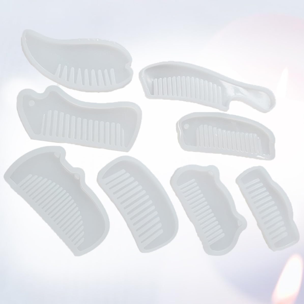 8pcs White Silicone Comb Casting Mold for Jewelry Pendant Making