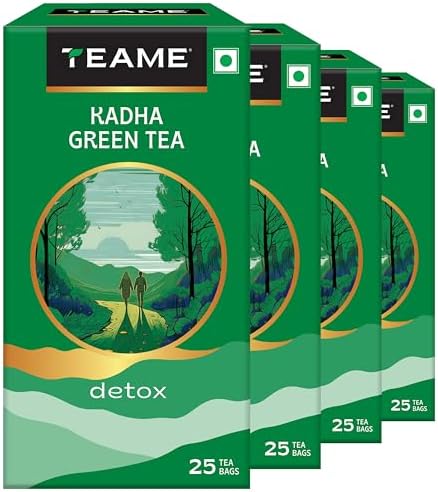 TE-A-ME Detox Kadha Green Tea, 100 Count (25 x 4) | Premium Ayurvedic Wellness Blend | Antioxidant-Rich Daily Brew | Naturally Refreshing Beverage | Pack of 4