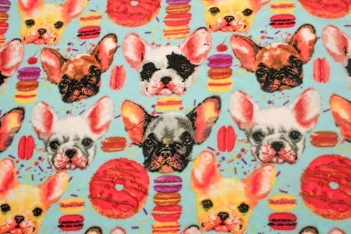Polar Fleece DTY stoff gedruckt (250g), Französische Bulldoggen, 50 x 160 cm (Rot)