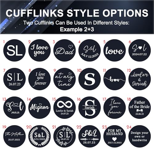 Personalized Cufflinks for Men Initials Custom Cuff Links Tie Clip Set with Engraved Wood Box Customized Wedding Logo Cufflinks for Son Dad Groom Best Man Groomsmen Gifts Set4