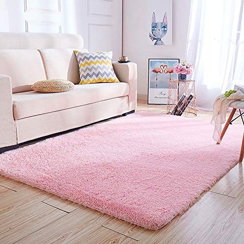 Super Soft Kids Room Nursery Rug 5' x 8' Pink Mordern Indoor Fluffy